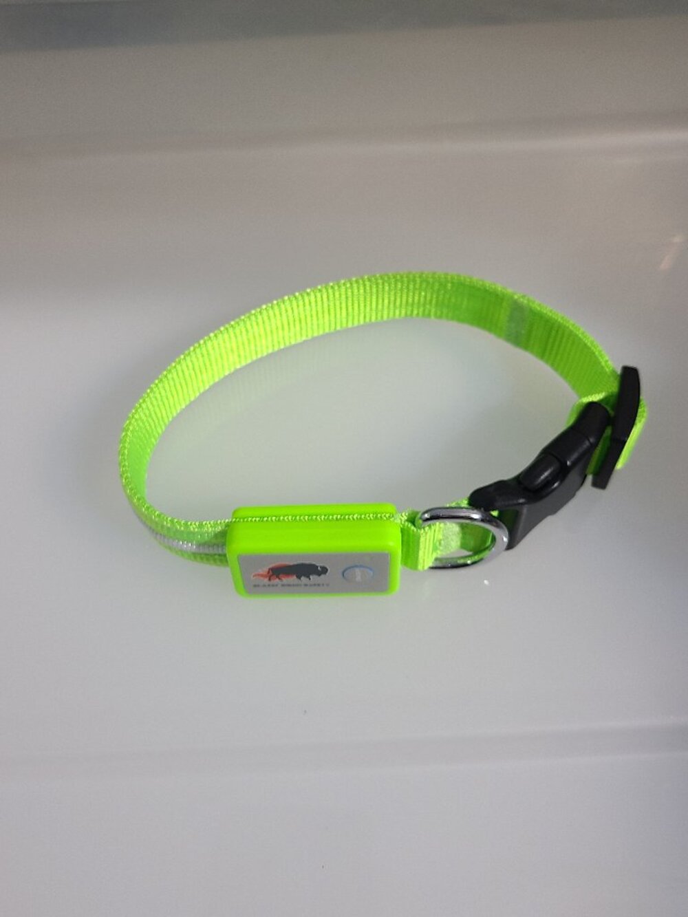 BLAZIN BUFFALO SAFETY-LED USB RECHARGEABLE NYLON DOG COLLAR-GREEN-SMALL